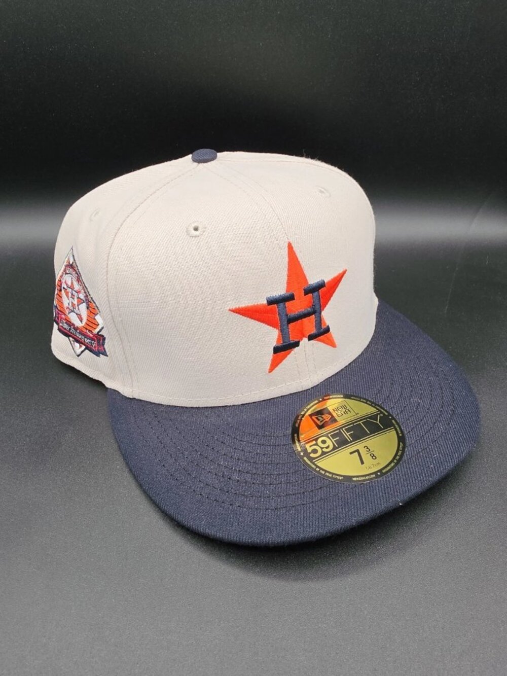 The Hat Club Houston Astros 25th Anniversary Patch Stone/Navy Two Tone Fitted 7